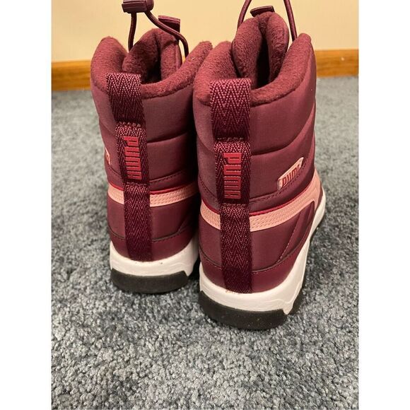 Puma Evolve Big Kids Size 4 Burgundy Snowboot Insulated Drawstring - Picture 4 of 6